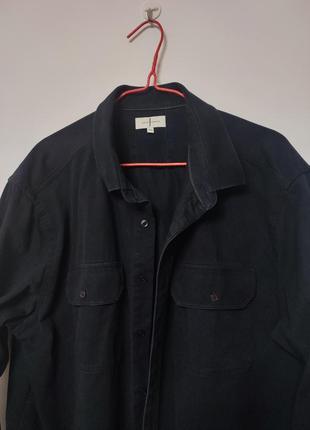 Сорочка рубашка чоловіча чорна щільна пряма широка повсякденна jasper conran man, розмір 2xl2 фото