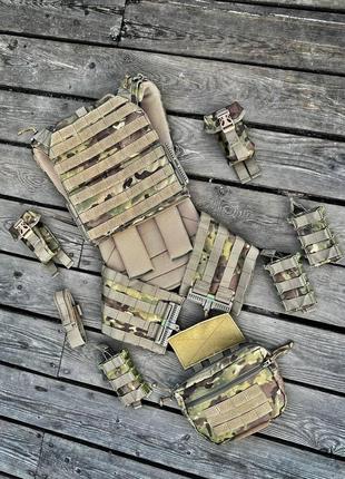 Плитоноска cordura 1000d +рпс та 10 підсумків мультикам для балістичних пакетів та плит molle киш dm-11