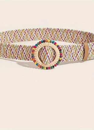 Женский красочный модный соломенный ремень в стиле бохо.