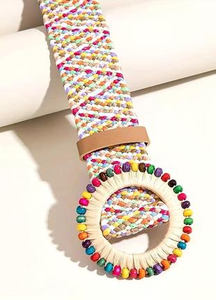 Женский красочный модный соломенный ремень в стиле бохо.