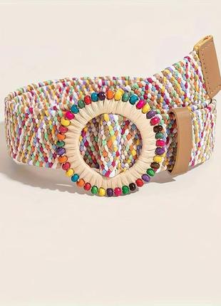 Женский красочный модный соломенный ремень в стиле бохо.