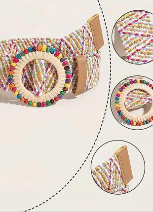 Женский красочный модный соломенный ремень в стиле бохо.