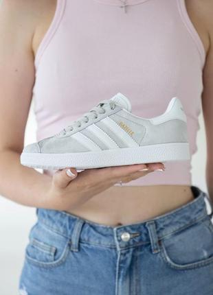 Брендовые женские кроссовки adidas gazelle gray * pinapd