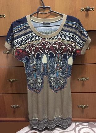 Туніка плаття светр з бісером туника платье в узор с бисером