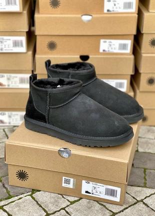 Уги ugg classic ultra mini black suede угги