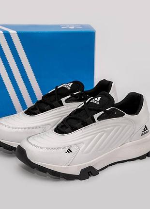 Шкіряні кросівки adidas білі/чорні натуральна шкіра текстиль теп україна 40-45 40-26 41-27 42-28 dm-11