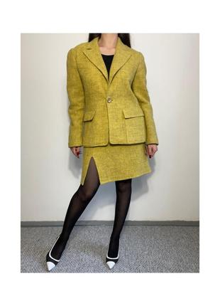 Оригинальный теплый шерстяной винтажный костюм ( жакет + юбка) gai mattiolo