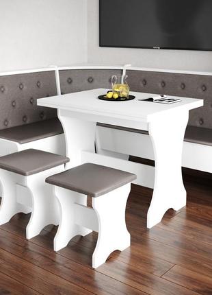 Куток на кухню з столом та табуретами (правий/лівий) 154х114 см - комплект білий