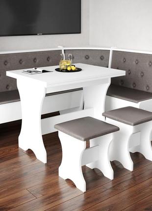 Куток на кухню з столом та табуретами (правий/лівий) 154х114 см - комплект білий