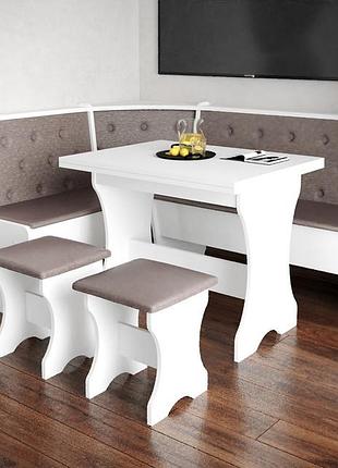 Куток на кухню з столом та табуретами (правий/лівий) 154х114 см - комплект білий