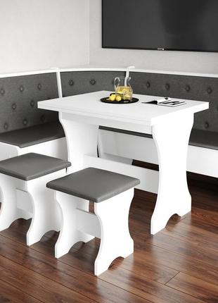 Куток на кухню з столом та табуретами (правий/лівий) 154х114 см - комплект білий