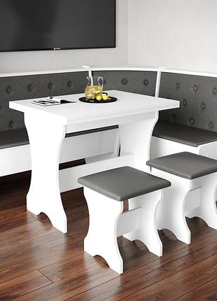 Куток на кухню з столом та табуретами (правий/лівий) 154х114 см - комплект білий