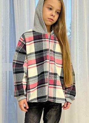 Рубашка теплая в клетку детская и подростковая для девочки