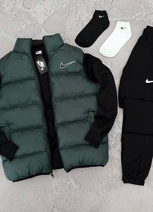 4в1 мужской сет комплект спортивный костюм и теплая жилетка nike