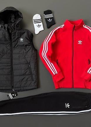 4в1 мужской спортивный костюм комплект и жилетка adidas