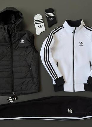 4в1 мужской спортивный костюм комплект и жилетка безрукавка adidas