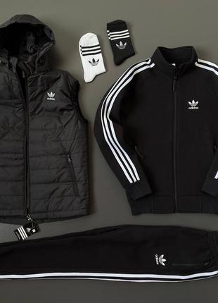 4в1 мужской спортивный костюм комплект с жилеткой безрукавкой adidas