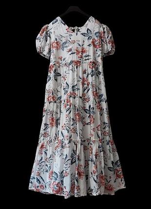 Сукня максі бавовна lucky brand довга квіткова ярусна сукня