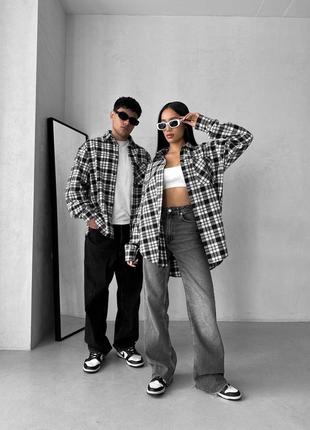 Парні сорочки в клітинку італійська фланель family look2 фото