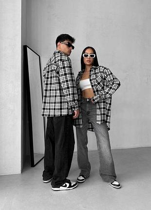Парні сорочки в клітинку італійська фланель family look3 фото
