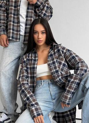 Парні сорочки в клітинку італійська фланель family look5 фото