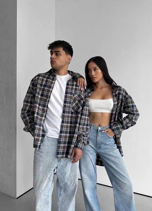 Парні сорочки в клітинку італійська фланель family look8 фото