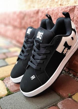 Dc court graffik black/white skate shoes low-top кросівки кеди чоловічі топ якість шкіряні шкіра нубук весняні осінні демісезонні жіночі