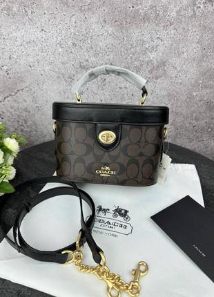 Кожаная сумка бочонок коач coach