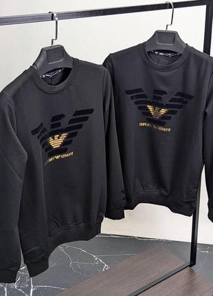 Черный мужской свитшот с принтом в стиле armani