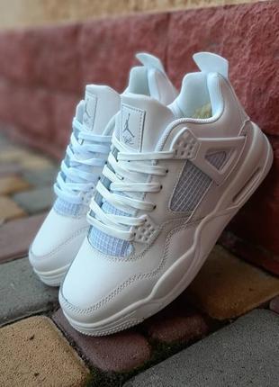 Nike air jordan 4 высокие белые кроссовки кеды женские найк джордан зимние с мехом отличное качество ботинки сапоги теплые