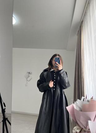 Кожаное пальто от zara
