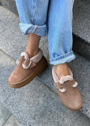 Натуральні коротенькі уггі, автоледі, з ремінцем, 5709-1з