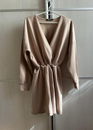 Платье комбинезон с длинным рукавом и шортами boohoo l
