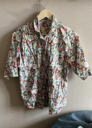 Хлопковая летняя рубашка в цветочный принт