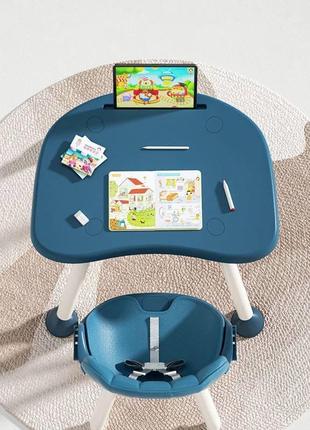 Стульчик и столик для кормления трасформер 2в1 синий