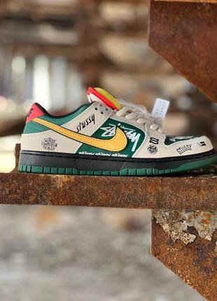 Кроссовки nike sb dunk low x stussy 572 green beige