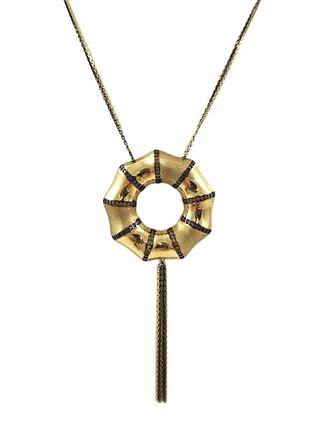 Колье золотое "бамбук" с цирконием т-13ж