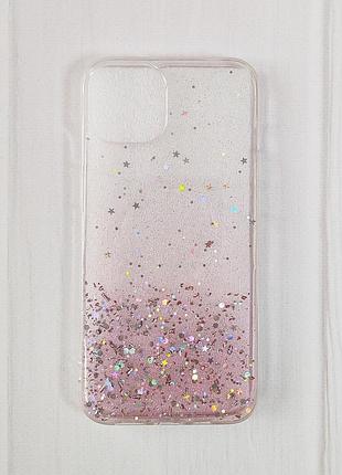 Чехол панель с блестками силиконовый для apple iphone 11 pro gradient pink 2