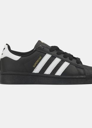 Брендовые женские кроссовки adidas superstar black white gold logo * pinapd
