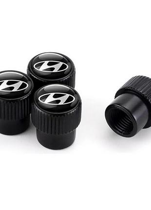 Ковпачки на ніпель для hyundai alitek premium style black хюндай, 4 шт.