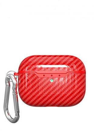 Чехол для наушников Airpods pro 2 alitek carbon red + карабин