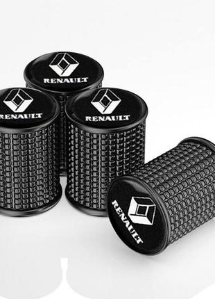 Ковпачки на ніпель для renault alitek lux black metal рено (напис), 4 шт.