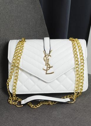Новая белая сумка с цепочкой в стиле yves saint laurent