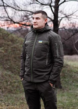 Зимова військова куртка soft shel (софтшел) хакі