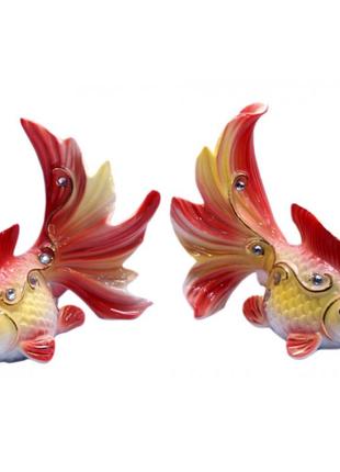 Золотые рыбки парочка отдельно фаянс красные, статуэтка фаянс рыбки