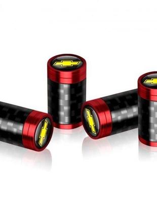 Защитные колпачки на ниппель для chevrolet alitek carbon style red шевроле (4 шт)