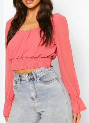 Укороченная шифоновая блуза boohoo размер 6