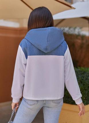 Анорак світшот з капюшоном жіночий двонитка з джинсом розмір 42-52