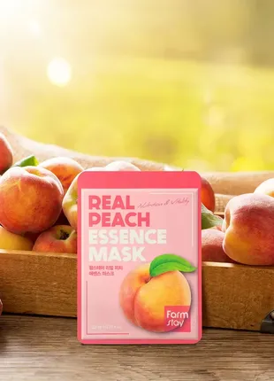 Farm stay тканинна маска для обличчя з екстрактом персика farmstay real peach essence mask