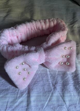 Косметическая повязка на голову розовая